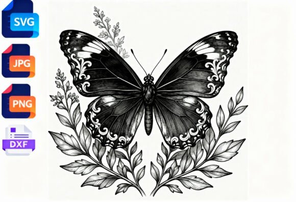 Black Butterfly Floral SVG Clipart Review