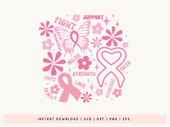 Breast Cancer Awareness Boho Floral SVG
