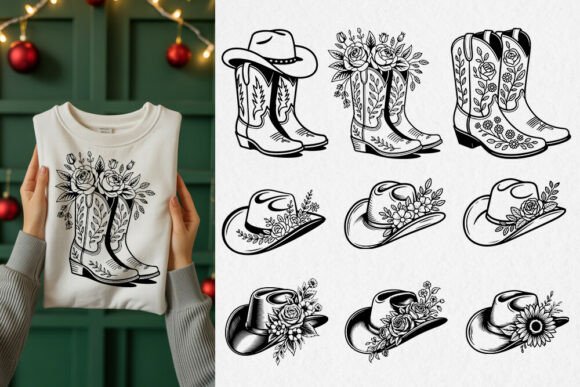 Cowboy Boots Hats Floral SVG Bundle