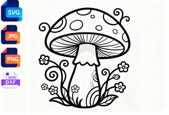 Cute Mushroom Floral SVG Cut File