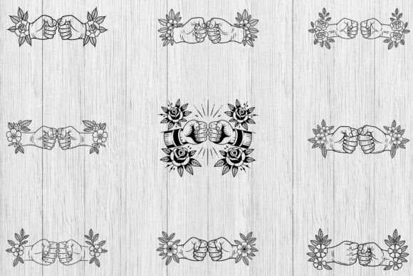 Fist Bump with Floral SVG Bundle