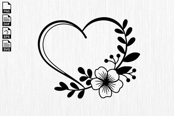 Flower Heart Svg, Heart Svg, Floral Svg