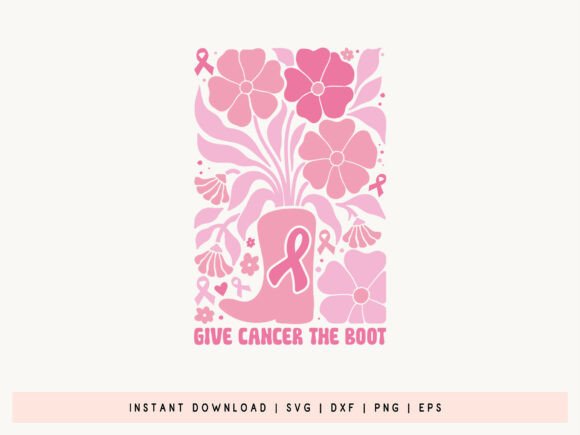 Give Cancer the Boot Floral SVG