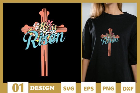 He is Risen Cross Floral SVG