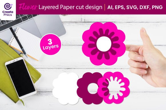 Layered Flower Papercut SVG Floral SVG