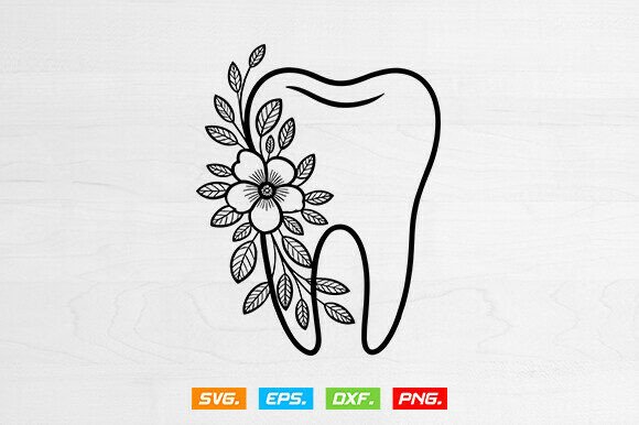 Tooth Floral Svg, Floral Dentist Svg