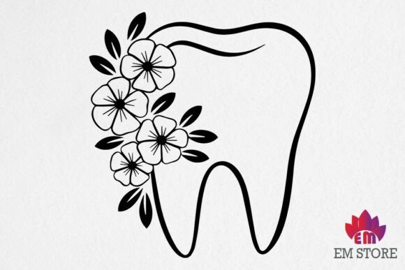 Tooth with Floral SVG, Floral Dentist S