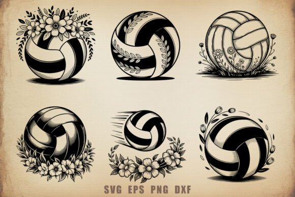Volleyball Floral SVG Bundle