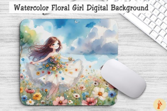 Watercolor Floral Girl Background